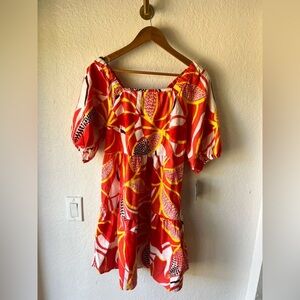 Cute NWT tropical 100% cotton flowy mini dress , Sz S, vacation , summer